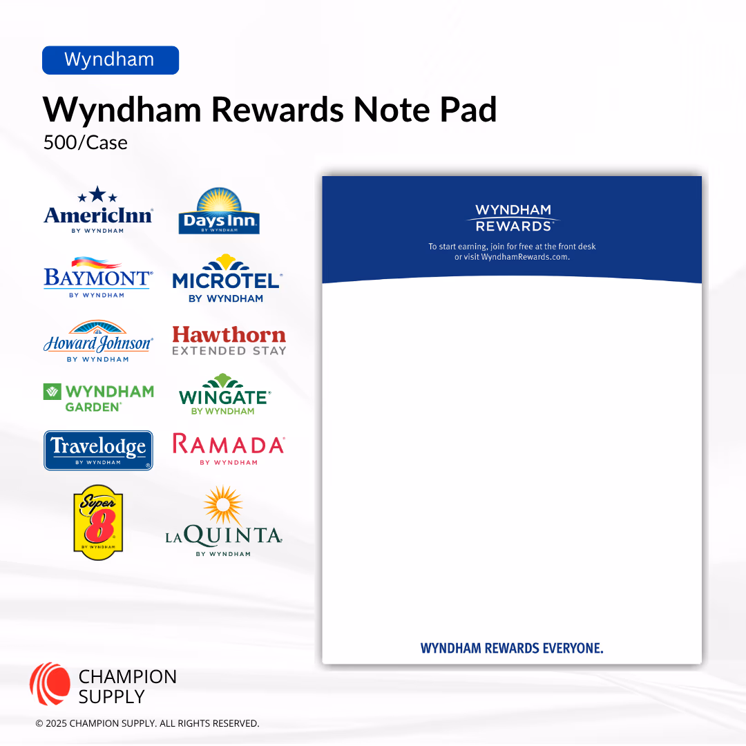 Note Pad Wyndham Rewards, Case of 500